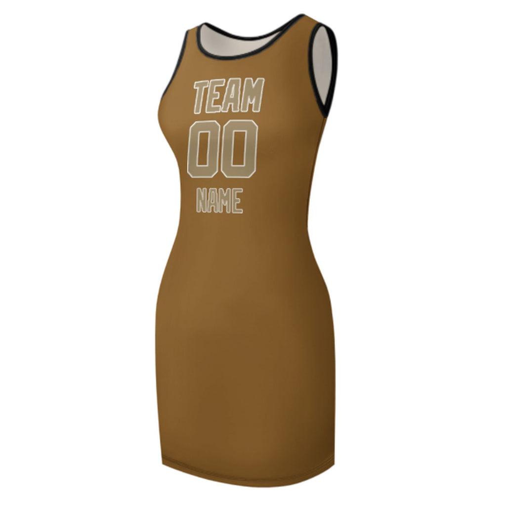 Custom Khaki Light Khaki Sleeveless Vest Dress