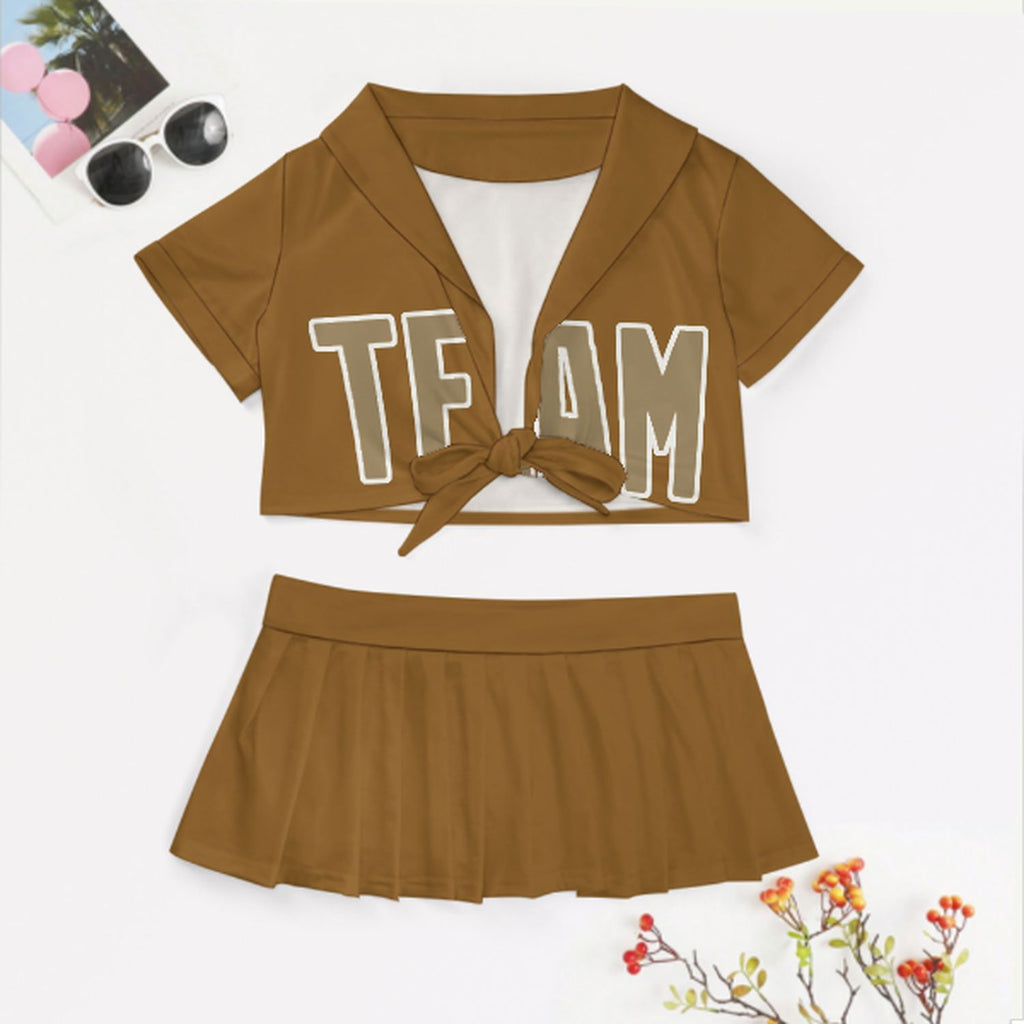 Custom Khaki Light Khaki Cheerleading Uniform Set