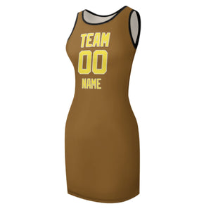 Custom Khaki Light Yellow Sleeveless Vest Dress