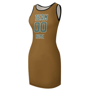 Custom Khaki Blue Green Sleeveless Vest Dress