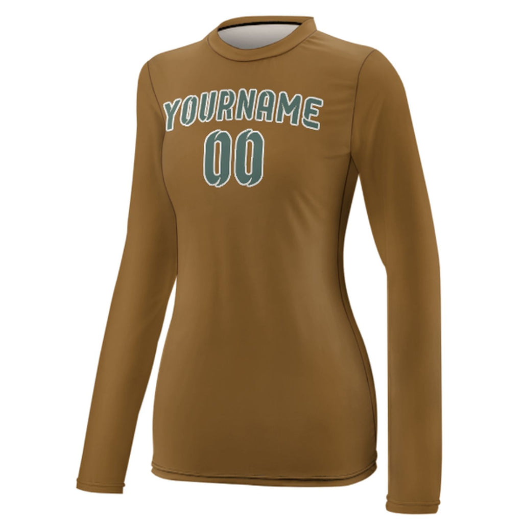 Custom Khaki Blue Green Women's Long-Sleeve Shirt