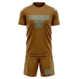 Custom Khaki Blue Green Soccer Jersey
