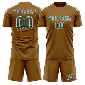 Custom Khaki Blue Green Soccer Jersey