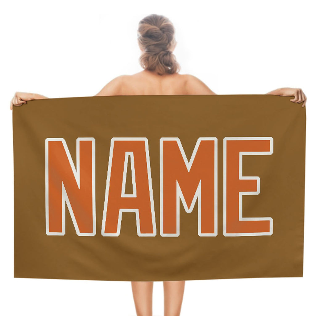 Custom Khaki Orange Beach Towel