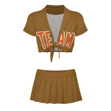 Custom Khaki Orange Cheerleading Uniform Set