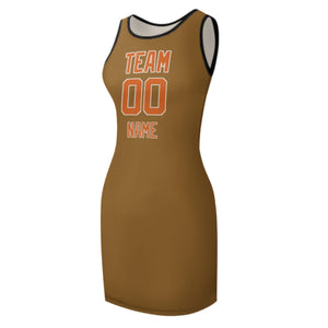 Custom Khaki Orange Sleeveless Vest Dress