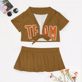Custom Khaki Orange Cheerleading Uniform Set