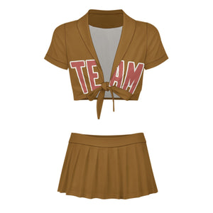 Custom Khaki Copper Rose Cheerleading Uniform Set
