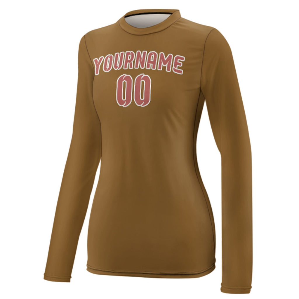 Custom Khaki Copper Rose Women's Long-Sleeve Shirt