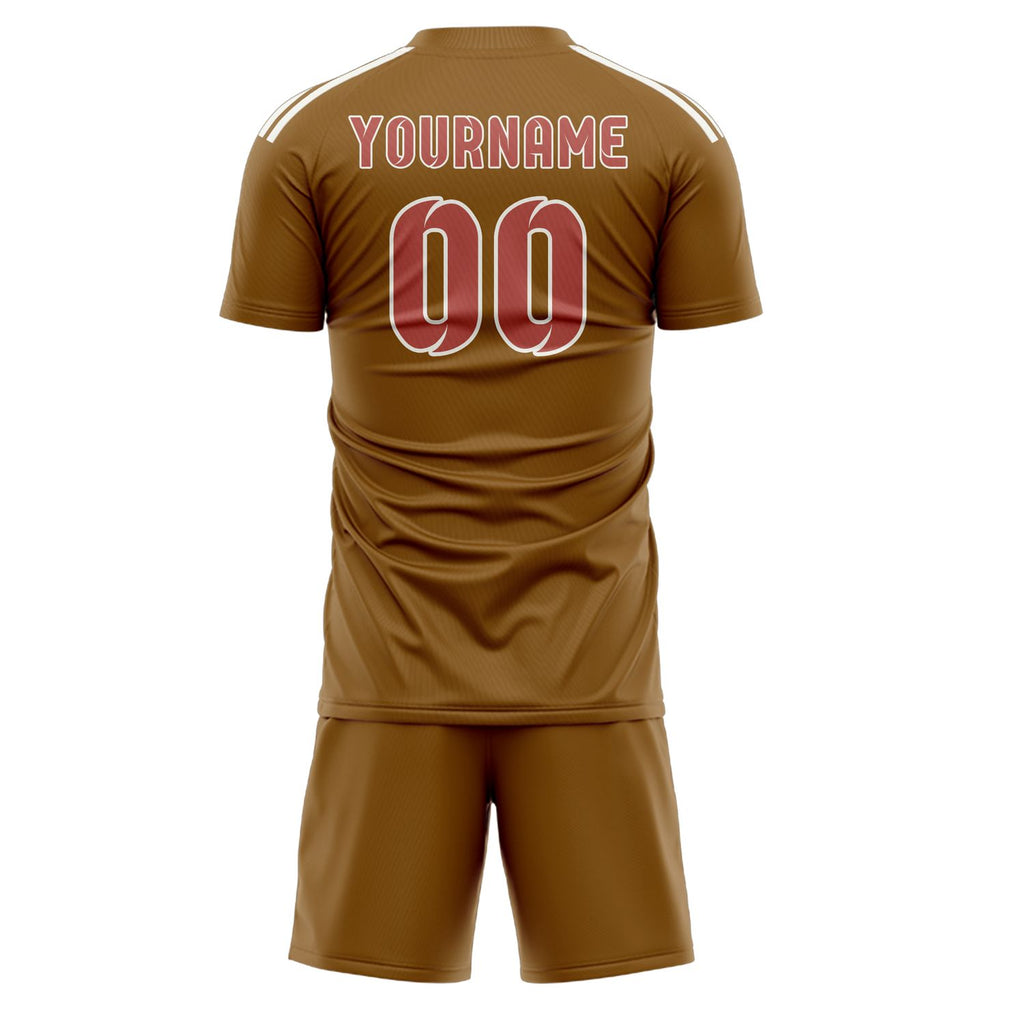 Custom Khaki Copper Rose Soccer Jersey