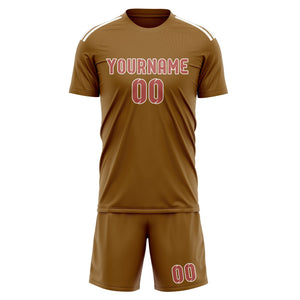 Custom Khaki Copper Rose Soccer Jersey
