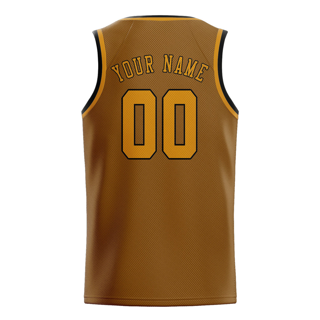 Custom Khaki & Yellow Colors Design Sports Basketball Jersey