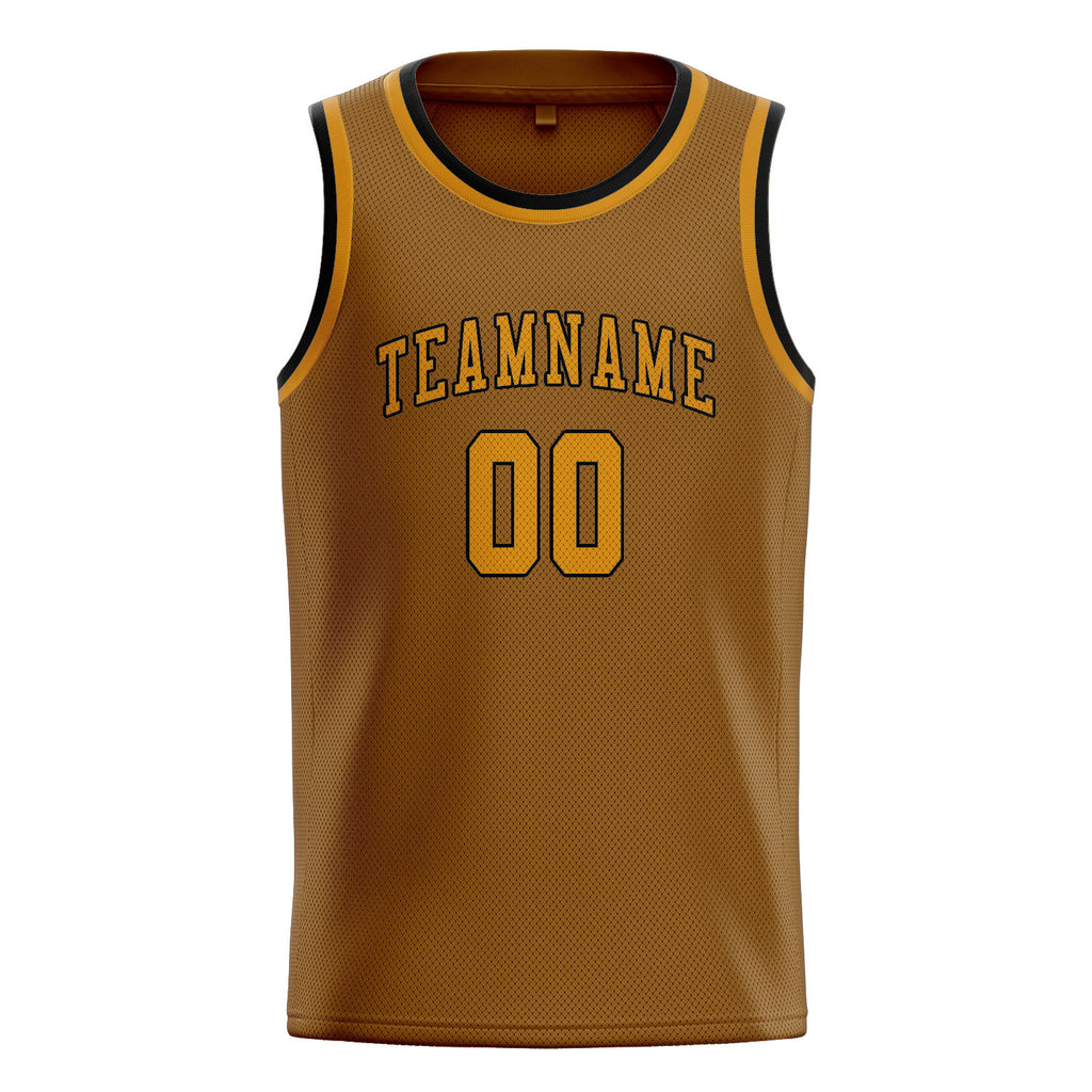 Custom Khaki & Yellow Colors Design Sports Basketball Jersey
