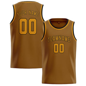 Custom Khaki & Yellow Colors Design Sports Basketball Jersey