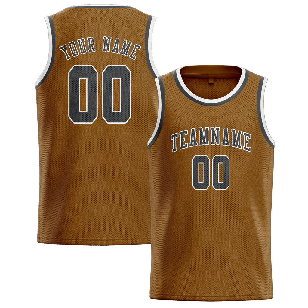 Custom Khaki & Dark Grey Colors Design Sports Basketball Jersey
