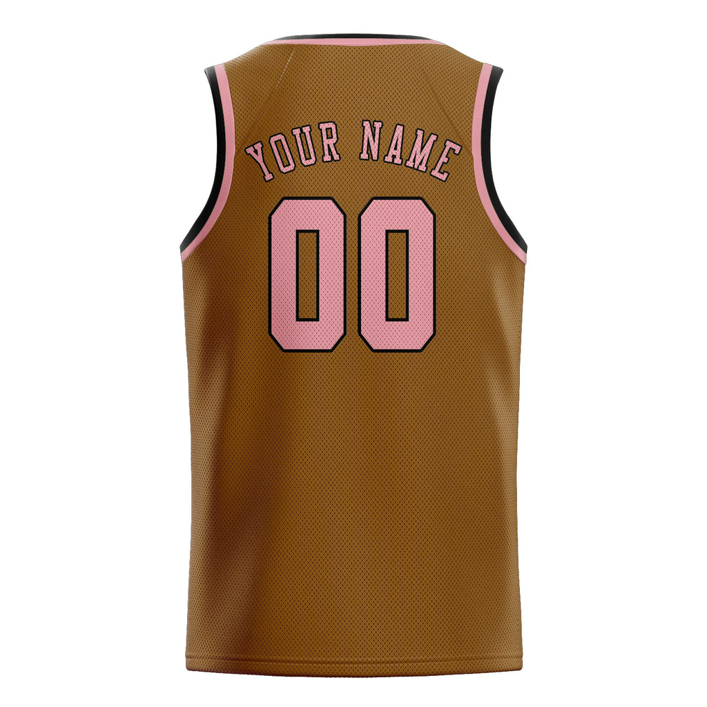 Custom Khaki & Light Pink Colors Design Sports Basketball Jersey