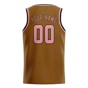 Custom Khaki & Light Pink Colors Design Sports Basketball Jersey