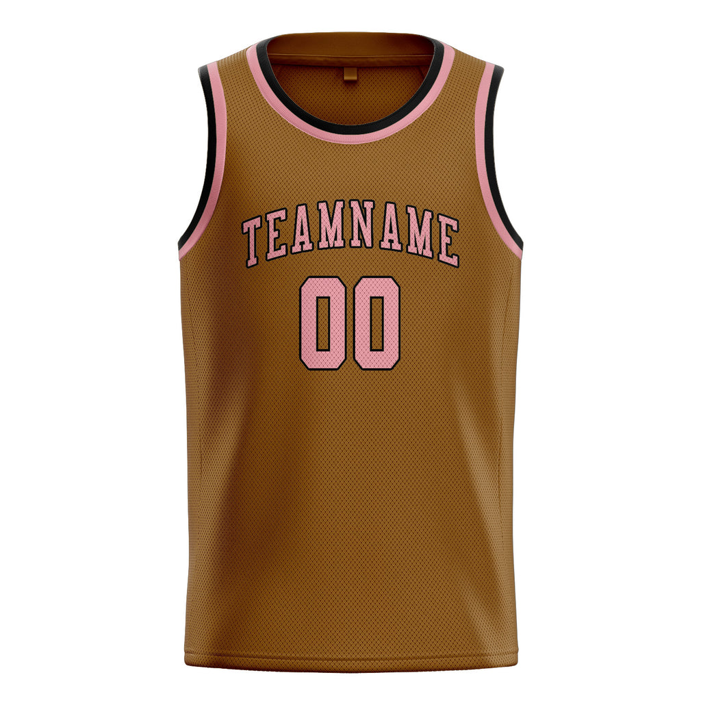 Custom Khaki & Light Pink Colors Design Sports Basketball Jersey