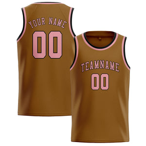 Custom Khaki & Light Pink Colors Design Sports Basketball Jersey