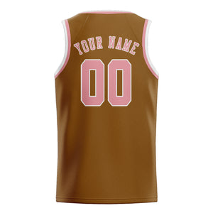 Custom Khaki & Light Pink Colors Design Sports Basketball Jersey
