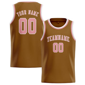 Custom Khaki & Light Pink Colors Design Sports Basketball Jersey