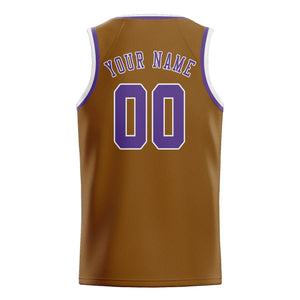Custom Khaki & Light Purple Colors Design Sports Basketball Jersey