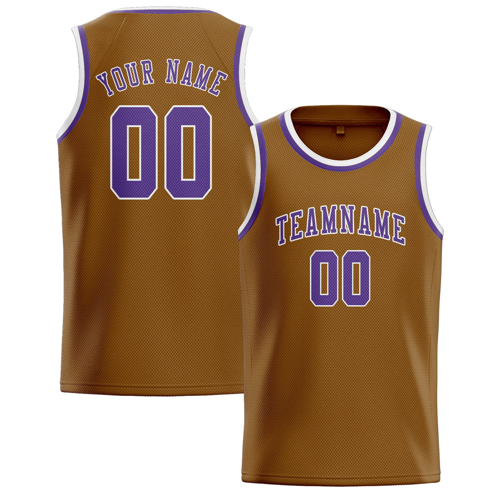 Custom Khaki & Light Purple Colors Design Sports Basketball Jersey