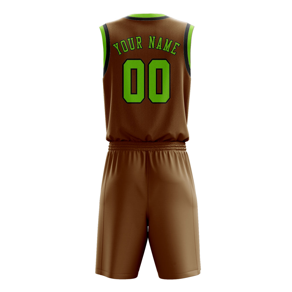 Custom Khaki Emerald Green Basketball Set