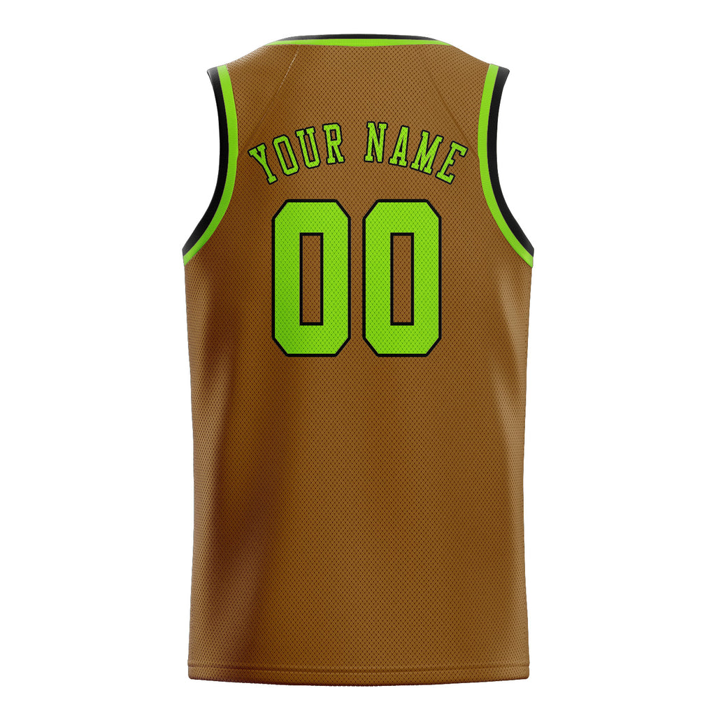 Custom Khaki & Emerald Green Colors Design Sports Basketball Jersey