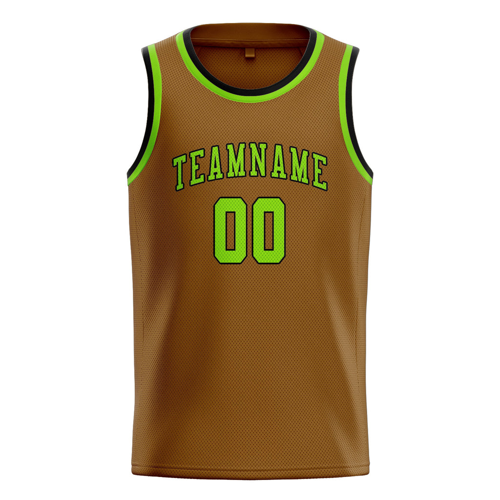 Custom Khaki & Emerald Green Colors Design Sports Basketball Jersey