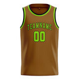 Custom Khaki & Emerald Green Colors Design Sports Basketball Jersey