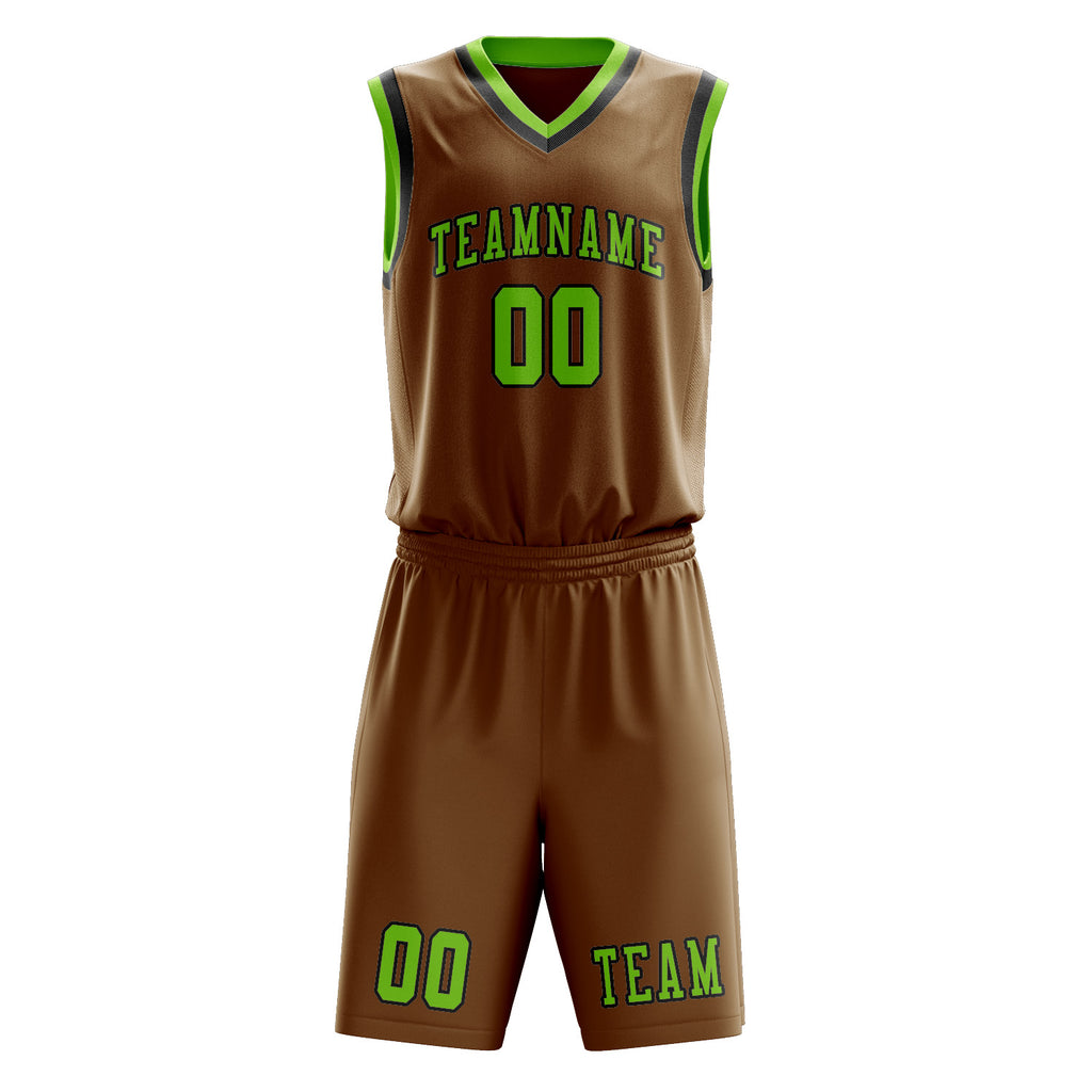 Custom Khaki Emerald Green Basketball Set