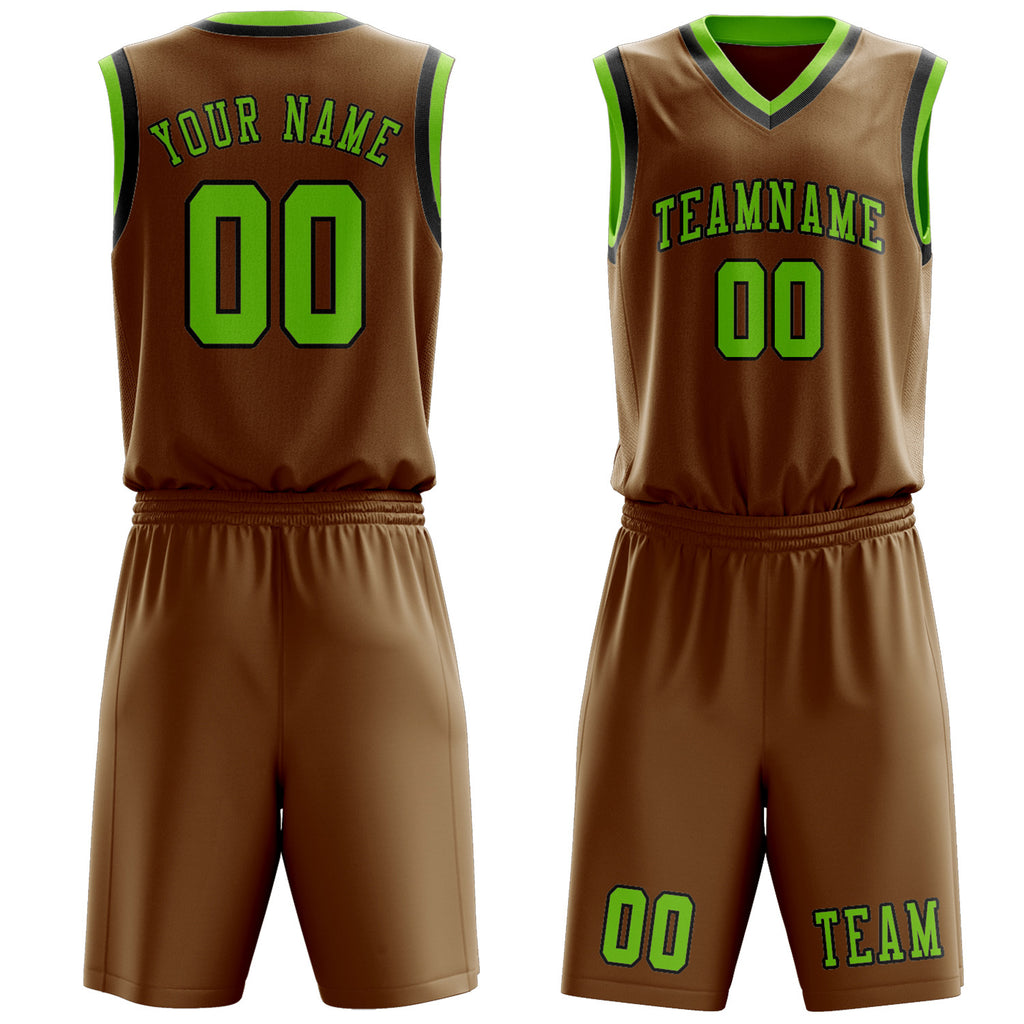 Custom Khaki Emerald Green Basketball Set