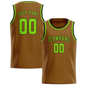 Custom Khaki & Emerald Green Colors Design Sports Basketball Jersey