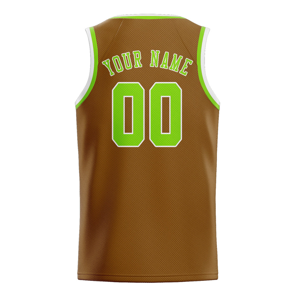 Custom Khaki & Emerald Green Colors Design Sports Basketball Jersey