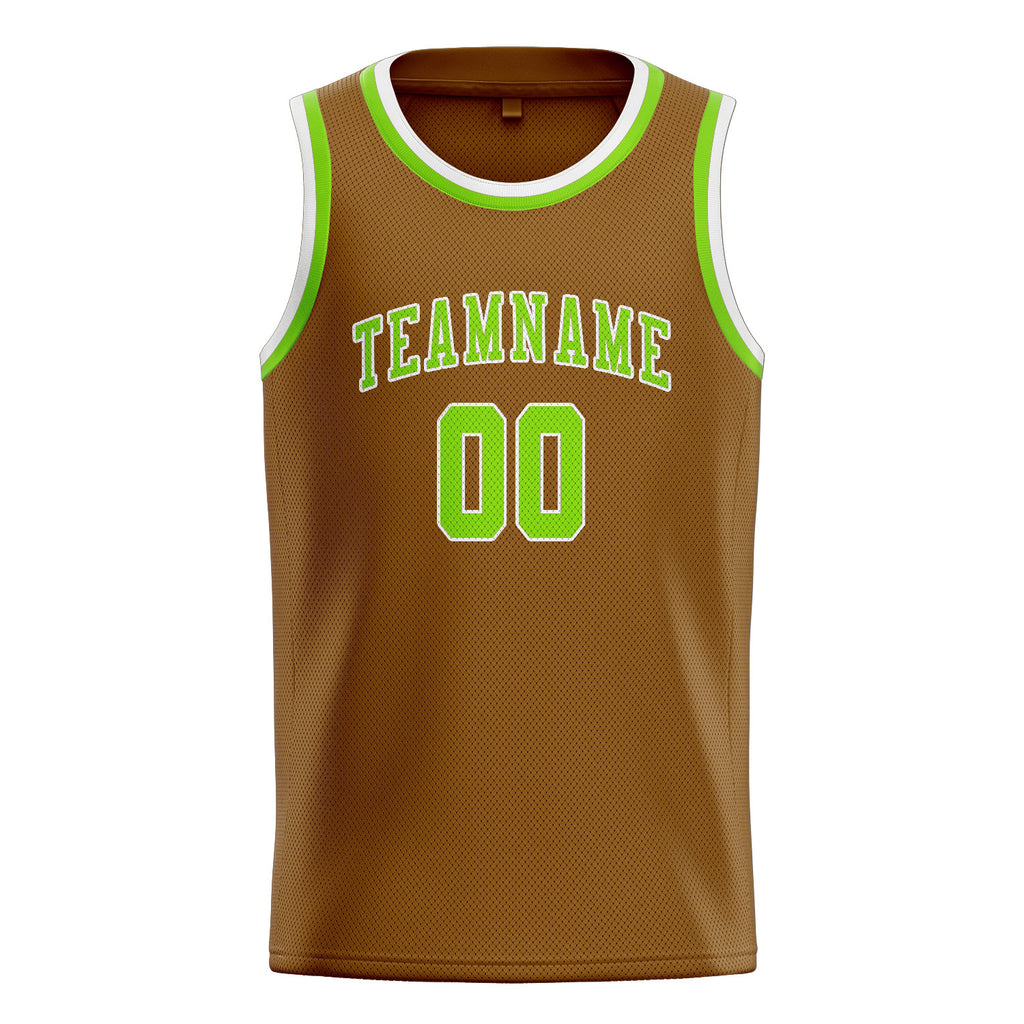 Custom Khaki & Emerald Green Colors Design Sports Basketball Jersey