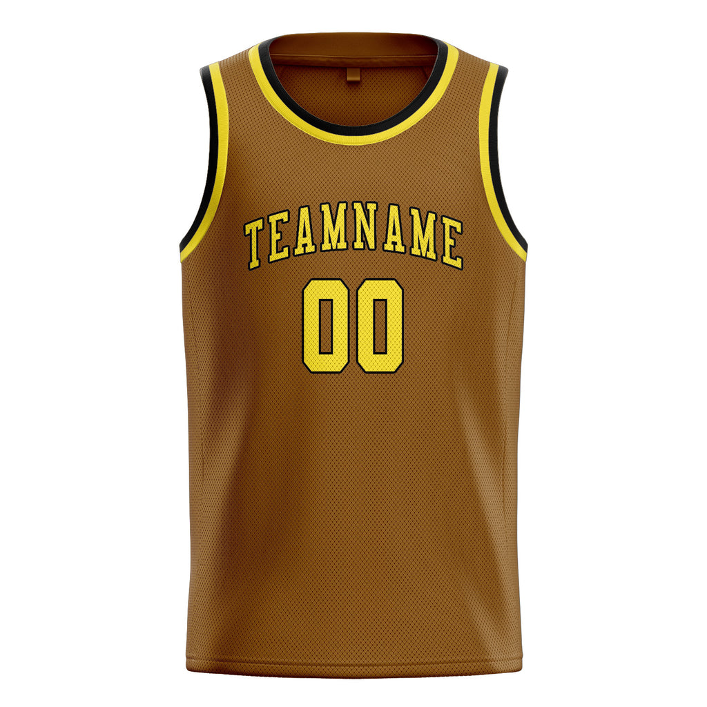 Custom Khaki & Light Yellow Colors Design Sports Basketball Jersey