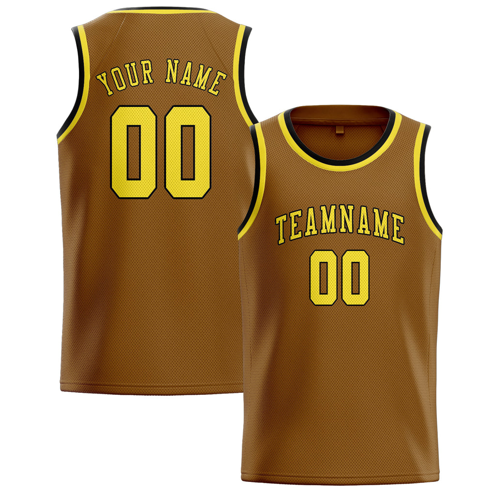 Custom Khaki & Light Yellow Colors Design Sports Basketball Jersey