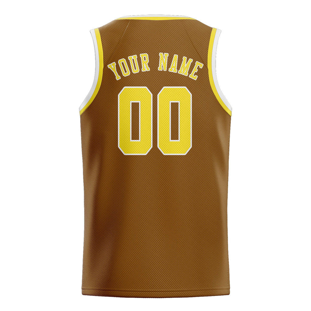 Custom Khaki & Light Yellow Colors Design Sports Basketball Jersey