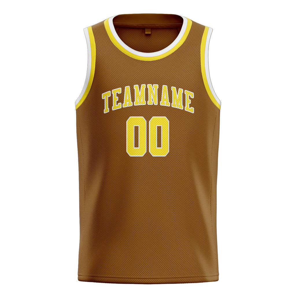 Custom Khaki & Light Yellow Colors Design Sports Basketball Jersey