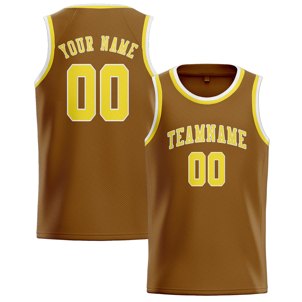 Custom Khaki & Light Yellow Colors Design Sports Basketball Jersey