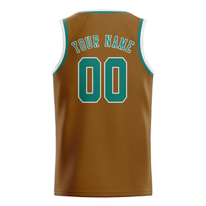 Custom Khaki & Blue Green Colors Design Sports Basketball Jersey
