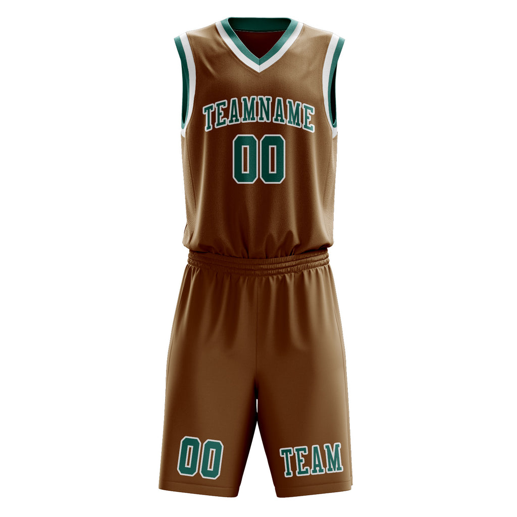 Custom Khaki Blue Green Basketball Set