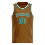 Custom Khaki & Blue Green Colors Design Sports Basketball Jersey