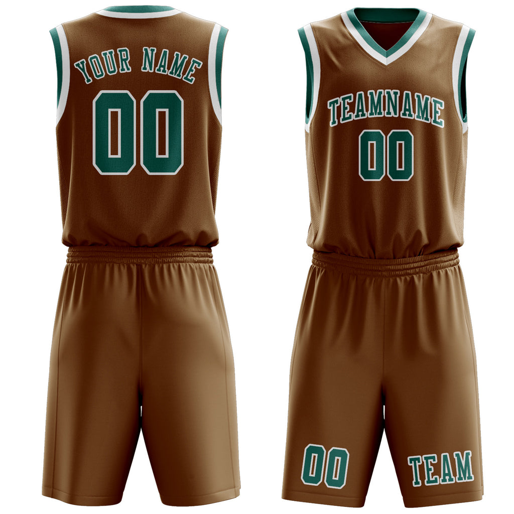 Custom Khaki Blue Green Basketball Set