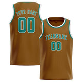 Custom Khaki & Blue Green Colors Design Sports Basketball Jersey