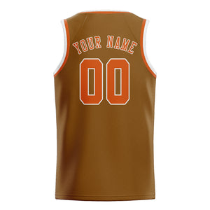 Custom Khaki & Orange Colors Design Sports Basketball Jersey