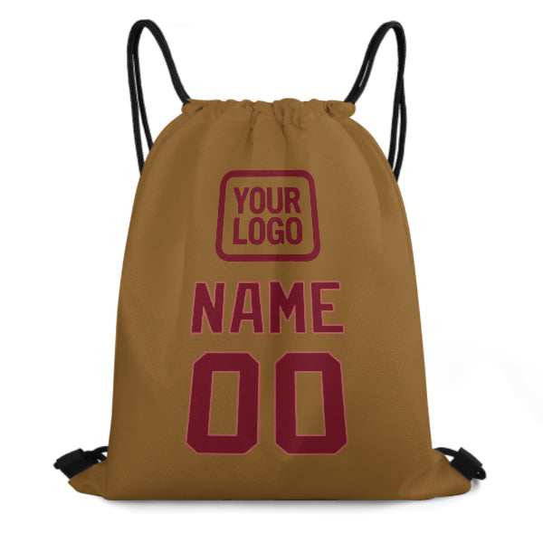 Custom Khaki Crimson Red Drawstring Bag