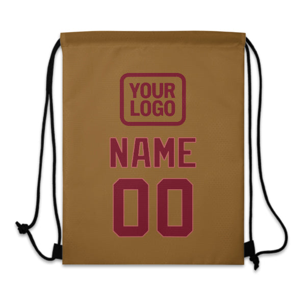 Custom Khaki Crimson Red Drawstring Bag