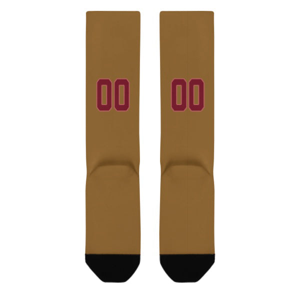 Custom Khaki Crimson Red Knee-High Sock